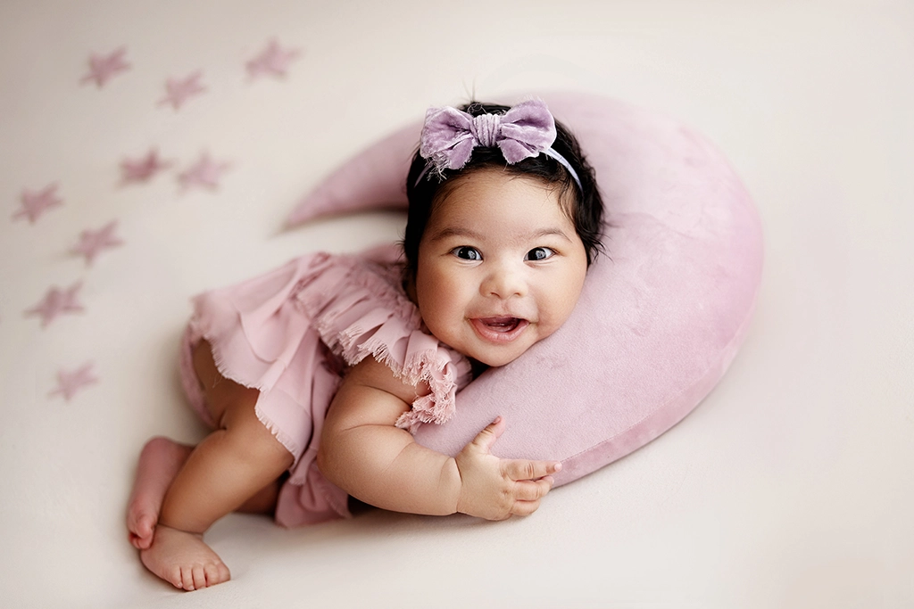 4-week-old newborn baby during a newborn photography session in Enfield, North London