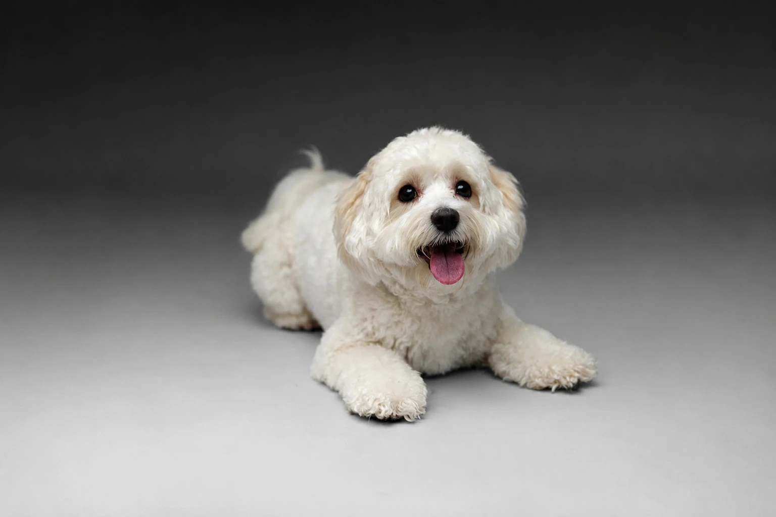 White family dog photographed during a pet photography session in an Enfield studio, North London