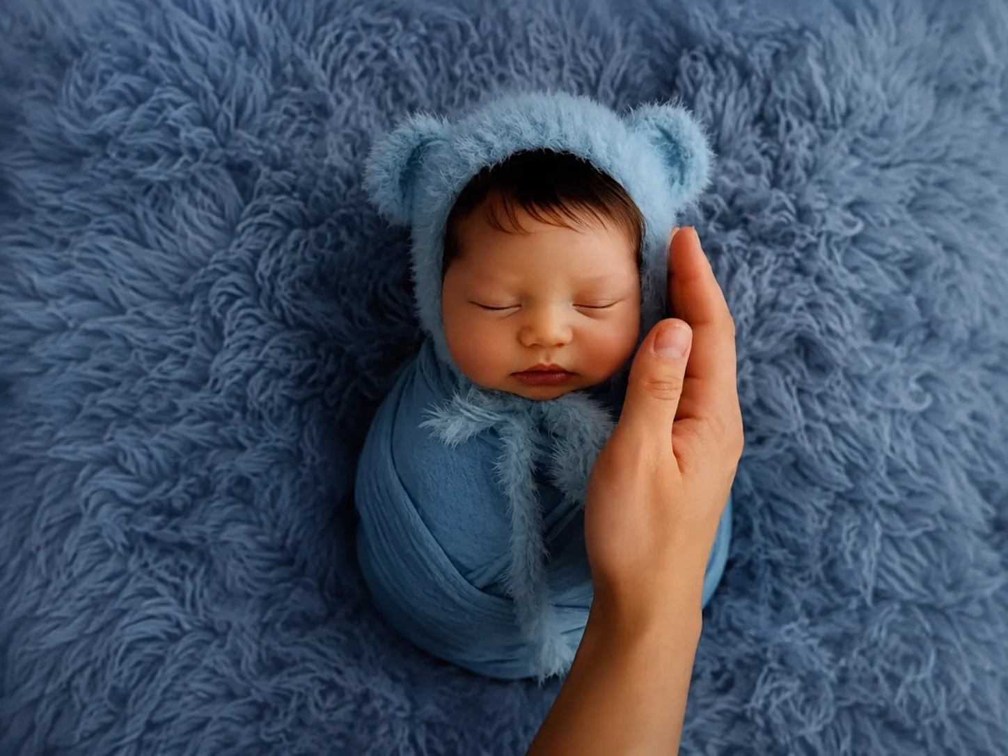 Newborn photographer safely posing a baby during a photography session in London