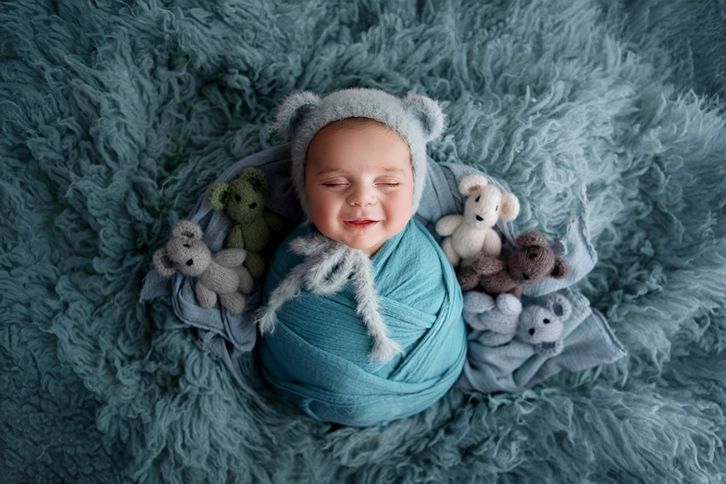 Newborn baby photographed during a newborn photography session in an Enfield studio, North London